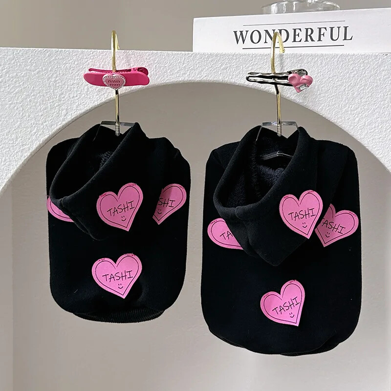 Transpirație Trendy Pet Love Hat Hanoră pentru câini, pisici, iarnă, groasă, caldă, haină pentru cățel, hanorac pentru câini, jachete pentru cățeluș, haine de designer