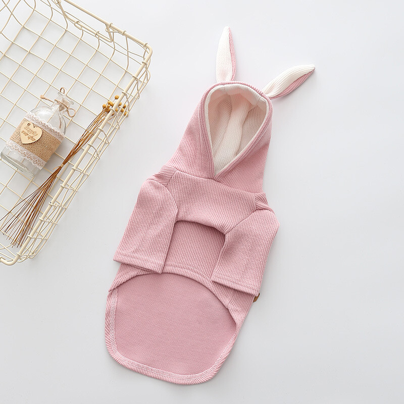 Drabužiai naminiams šunims Mielas triušio ausų dizainas mažiems šunims Kailis žieminiams šunų gobtuvams šuniukų katės drabužiai šunims Mopsas prancūzų buldogas