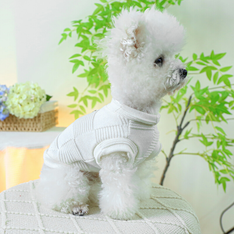 1PC îmbrăcăminte pentru animale de companie pisică de primăvară și toamnă ceai subțire după-amiază cămașă cu gâtul rotund cafea albă potrivită pentru câini mici și mijlocii