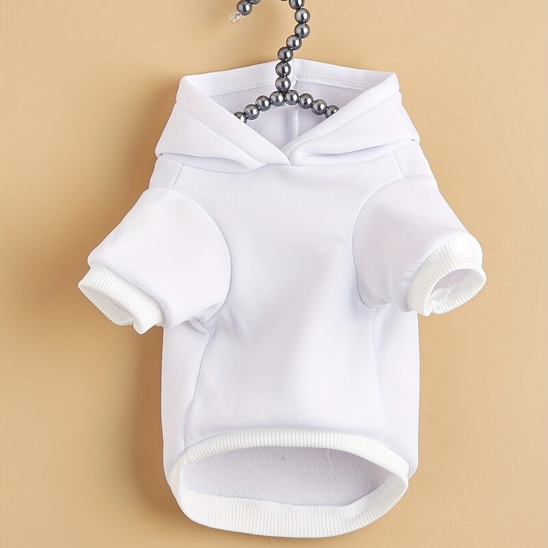 Mājdzīvnieku drēbes suņu suņu kaķu sporta krekls ar kapuci ar samta siltu un ērtu baltu apģērbu ar vienkāršiem un dāsniem apdrukām
