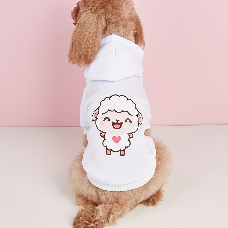 Mājdzīvnieku drēbes suņu suņu kaķu sporta krekls ar kapuci ar samta siltu un ērtu baltu apģērbu ar vienkāršiem un dāsniem apdrukām