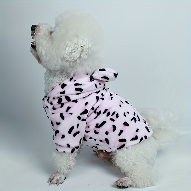 Kisállat ruhák kutyáknak és macskáknak kapucnis flanellel Meleg és kényelmes A sapka két kis füle díszíti Egyszerű és gén