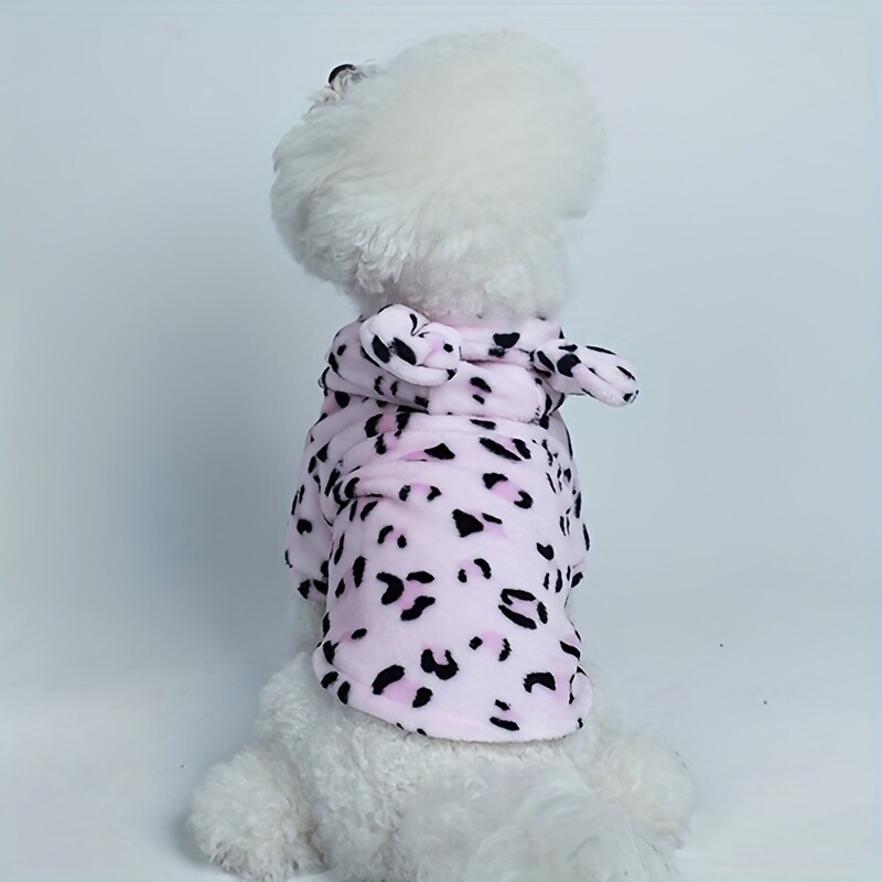 Kisállat ruhák kutyáknak és macskáknak kapucnis flanellel Meleg és kényelmes A sapka két kis füle díszíti Egyszerű és gén