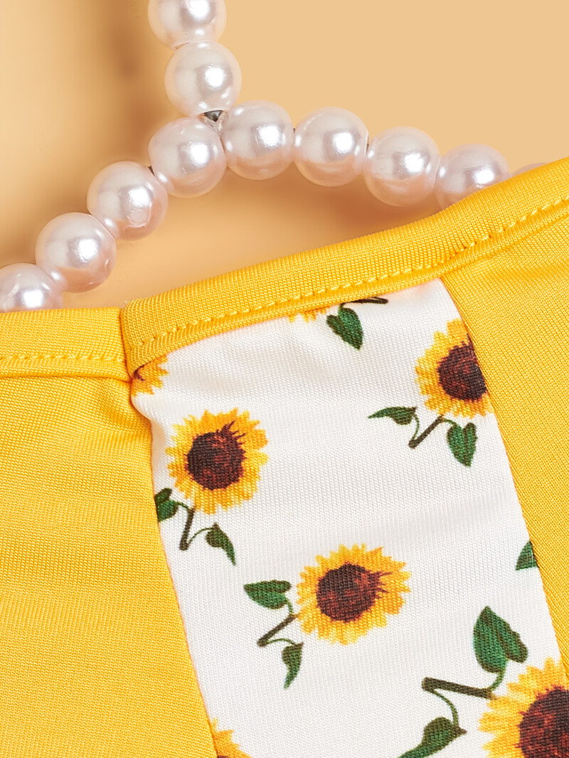 Tricou pentru câini din pânză pentru animale de companie cu haine imprimate cu floarea-soarelui pentru câine, pisică, îmbrăcăminte florală, costum pisoi