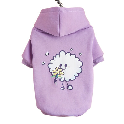 Kisállatruházat Kutya macska kapucnis pulóver bársony meleg és kényelmes lila ruhákkal, egyszerű és nagyvonalú mintákkal