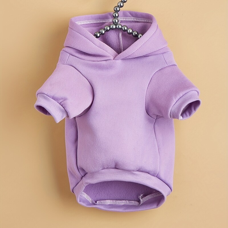 Kisállatruházat Kutya macska kapucnis pulóver bársony meleg és kényelmes lila ruhákkal, egyszerű és nagyvonalú mintákkal