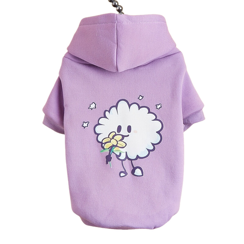 Kisállatruházat Kutya macska kapucnis pulóver bársony meleg és kényelmes lila ruhákkal, egyszerű és nagyvonalú mintákkal