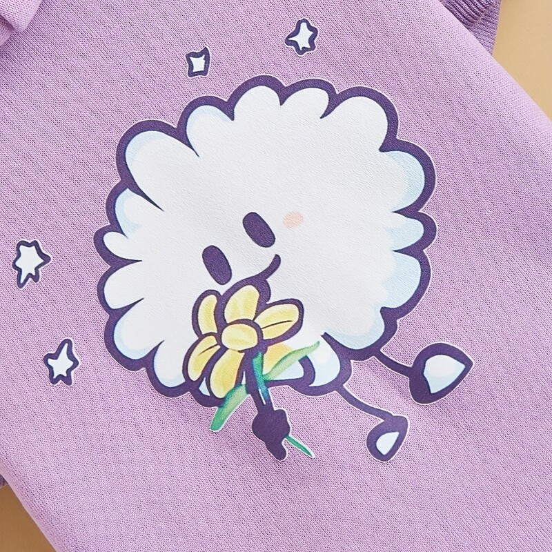 Kisállatruházat Kutya macska kapucnis pulóver bársony meleg és kényelmes lila ruhákkal, egyszerű és nagyvonalú mintákkal