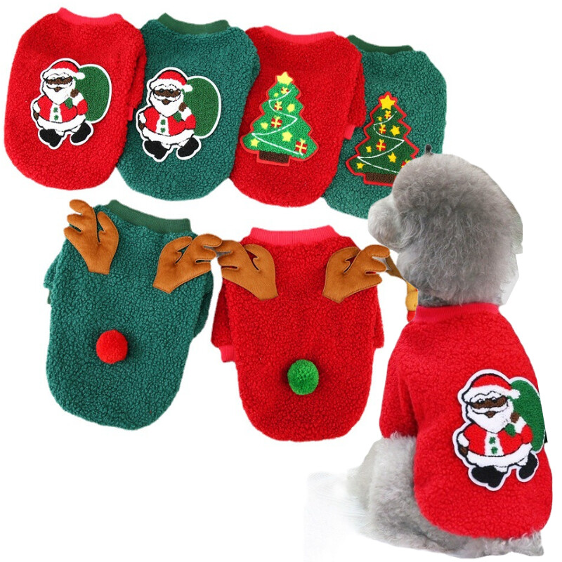 1PC Animale de companie Îmbrăcăminte pentru câini de talie mică, mijlocie, costum pentru câini, haine calde de iarnă, haine drăguțe de pluș, tricou, haine pentru câini de Crăciun