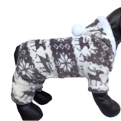 Îmbrăcăminte gri pentru câini, căptușită din bumbac, pentru Crăciun, căprioare, hanorace pentru câini, grele de Crăciun, catifea, coral, haine de iarnă pentru animale de companie