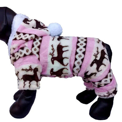 Îmbrăcăminte gri pentru câini, căptușită din bumbac, pentru Crăciun, căprioare, hanorace pentru câini, grele de Crăciun, catifea, coral, haine de iarnă pentru animale de companie