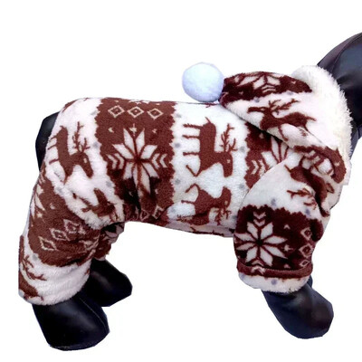 Îmbrăcăminte gri pentru câini, căptușită din bumbac, pentru Crăciun, căprioare, hanorace pentru câini, grele de Crăciun, catifea, coral, haine de iarnă pentru animale de companie