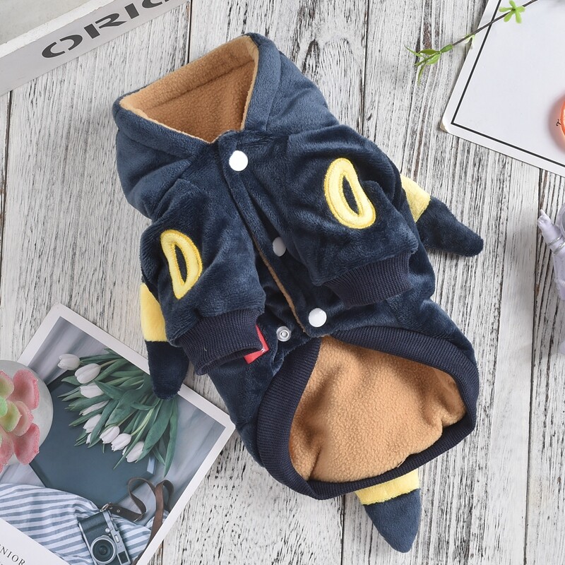 Melns Helovīna kostīms maziem un vidējiem suņiem Mājdzīvnieku kapucis Flīss Biezs Silts Rudens Ziemas XS 5XL Franču buldoga taksis