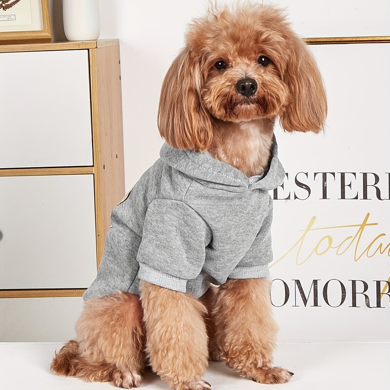 Kisállatruházat Kutya macska pulóver bársonyos meleg és kényelmes szürke ruhák mintával Egyszerű és nagyvonalú