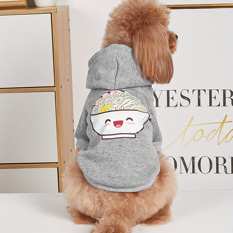 Kisállatruházat Kutya macska pulóver bársonyos meleg és kényelmes szürke ruhák mintával Egyszerű és nagyvonalú
