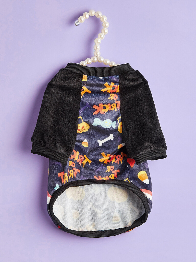 Cămăși pentru câini din catifea, tema de vacanță de Halloween, caldă, ușoară, elastică, material moale, pentru petrecere de cățeluși și pisici