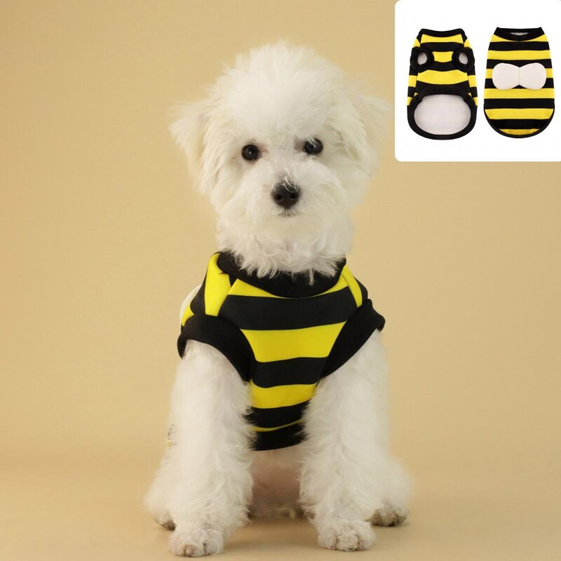 Aukštos kokybės medžiaginiai drabužiai naminiams gyvūnėliams naminių gyvūnėlių mada Bičių tema naminių gyvūnėlių kostiumai Minkšti, patogūs dviejų kojų megztiniai drabužiai šunims katėms