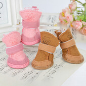 4vnt/komplektas Šilti naminių šunų batai mažiems ir vidutiniams šunims Mieli šunų batai lauke, neslystantys šuniuko sportbačiai, neslystantys šunų pėdų apsauga