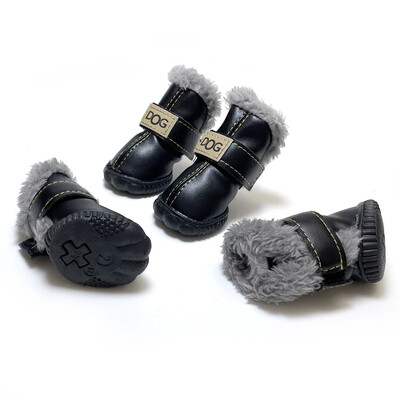 Klasszikus plüss bélés kis-nagy kutyacipők horoghurokkal záródó Bulldog cipők Plüss kültéri csúszásmentes kiskutya téli S