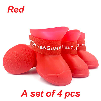 4 ks/sada nepremokavých pršiplášťov pre domáce zvieratá, protišmykové gumené čižmy pre čivavy, vonkajšia obuv, ponožky, členkové čižmy pre psov, príslušenstvo pre domáce zvieratá