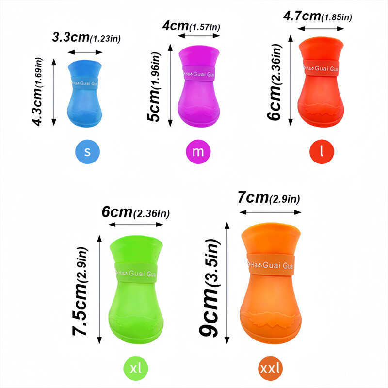 4 ks/sada nepremokavých pršiplášťov pre domáce zvieratá, protišmykové gumené čižmy pre čivavy, vonkajšia obuv, ponožky, členkové čižmy pre psov, príslušenstvo pre domáce zvieratá