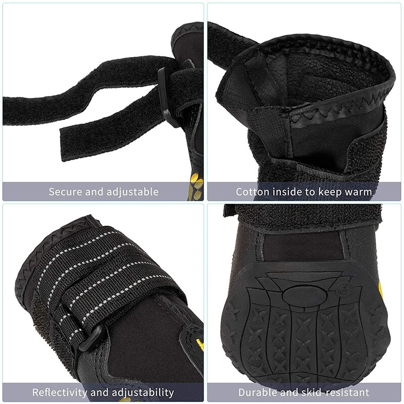 Neperšlampami šunų batai šunų batai su atspindinčiu tvirtu neslystančiu padu ir neslystančiais lauko dideli batai šunims 4 vnt.