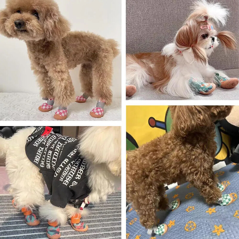 Pantofi pentru câini pentru câini de talie mică Cizme respirabile pentru câini Protector pentru labe pentru pavaj fierbinte și zăpadă de iarnă Cizme antiderapante pentru cățeluș în aer liber