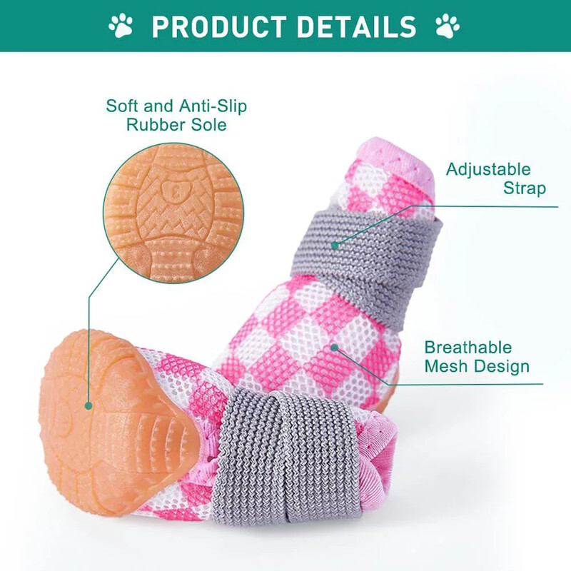 Pantofi pentru câini pentru câini de talie mică Cizme respirabile pentru câini Protector pentru labe pentru pavaj fierbinte și zăpadă de iarnă Cizme antiderapante pentru cățeluș în aer liber