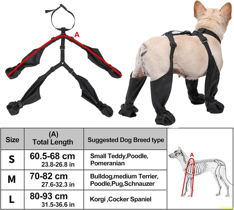 ATUBAN Cizme impermeabile pentru câini Pantofi anti-alunecare pentru câini cu talpă rezistentă din cauciuc, protecție pentru labe pentru câinii mici și mijlocii.