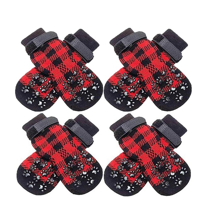 4 vnt naminių gyvūnėlių kojinių kalėdinis šunų kojinių terminis dirželis su neslystančiu padu naminių gyvūnėlių letenų apsauga mažiems vidutiniams šunims
