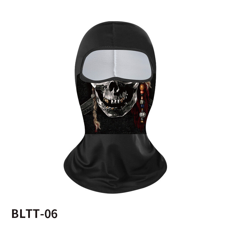 Vasaros lauko apsauga nuo saulės ledo šilko pusės veido jojimo kaukė Skaitmeninės spaudos vėjui atsparus smėliui atsparus labai elastingas kvėpuojantis gobtuvas