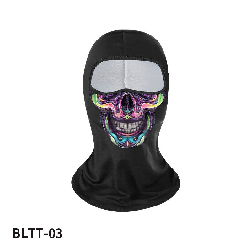 Vasaros lauko apsauga nuo saulės ledo šilko pusės veido jojimo kaukė Skaitmeninės spaudos vėjui atsparus smėliui atsparus labai elastingas kvėpuojantis gobtuvas