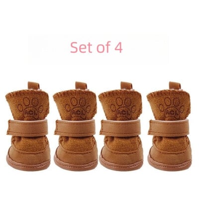 4 vnt Naminių gyvūnėlių sniego batai Pastorinti pliušiniai šilti medvilniniai neslystantys batai Maži dideli šunų sportiniai batai Prekės Apsauga nuo užsiteršimo nenukris
