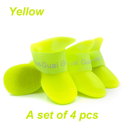 4Pcs Cipele za pse Vodootporne čizme slatkih boja Gumene Male srednje velike pse Mačke Cipele za vanjske aktivnosti Gležnjače Dodaci za kućne ljubimce