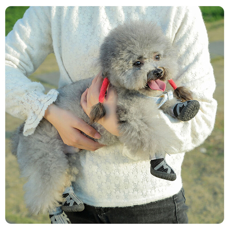 Pantofi confortabili pentru animale de companie Cizme pentru câini cu fermoar neted și cu cârlig și buclă Ochiuri de plasă respirabilă Cizme anti-alunecare rezistente la uzură pentru cățel