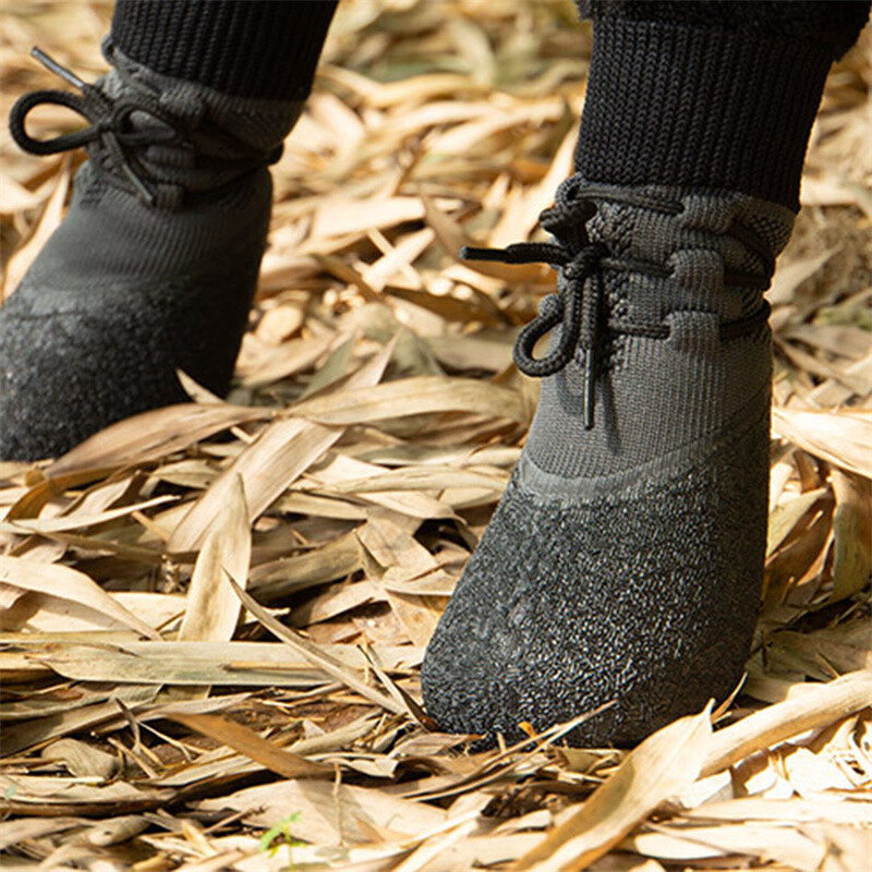 4db Fashion csúszásmentes kültéri egyszínű kutyacipő vízálló kötött kutyamancsvédő állítható pántokkal