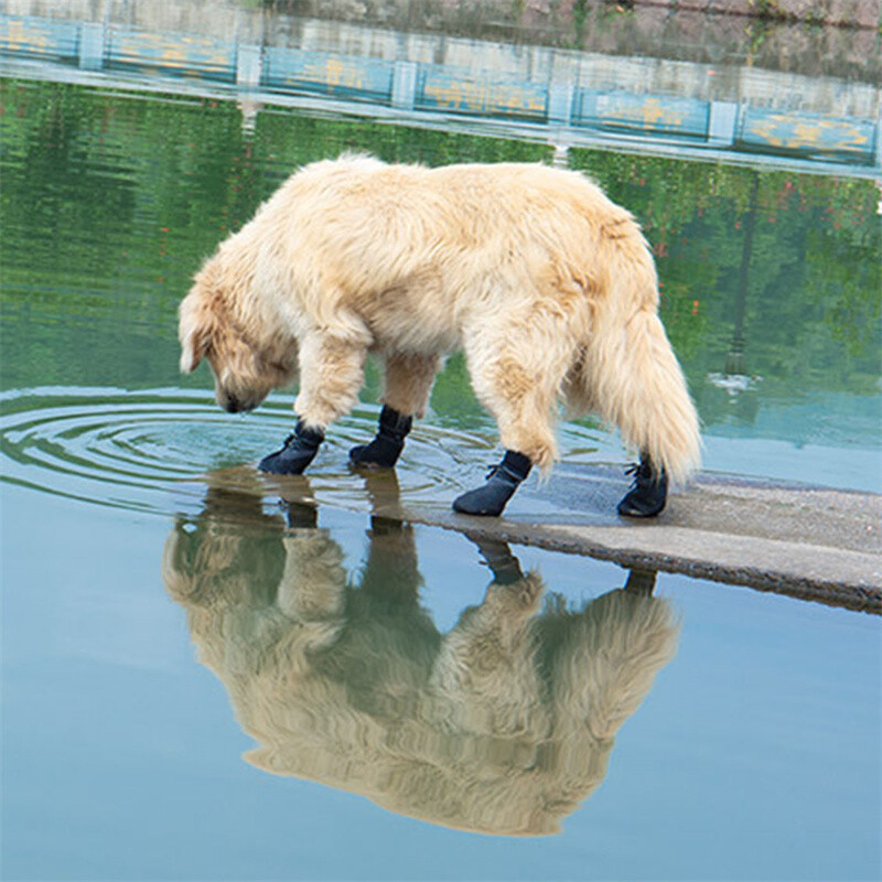 4db Fashion csúszásmentes kültéri egyszínű kutyacipő vízálló kötött kutyamancsvédő állítható pántokkal