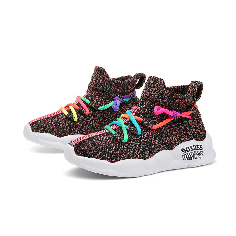 Madingi vaikiški batai vaikiški užsegami sportbačiai 2023 m. Nauji pavasario ir rudens berniukams ir mergaitėms kojinės tinkliniai batai kvėpuojantis tinklelis