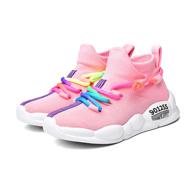 Madingi vaikiški batai vaikiški užsegami sportbačiai 2023 m. Nauji pavasario ir rudens berniukams ir mergaitėms kojinės tinkliniai batai kvėpuojantis tinklelis