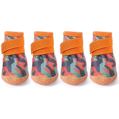 4GAB suņu apavi maziem suņiem Pretslīdes suņu zābaki ar regulējamu burvju uzlīmju siksnu, elpojošu, sieta mājdzīvnieku ķepu aizsargiem ārā