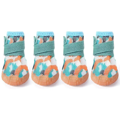 4GAB suņu apavi maziem suņiem Pretslīdes suņu zābaki ar regulējamu burvju uzlīmju siksnu, elpojošu, sieta mājdzīvnieku ķepu aizsargiem ārā