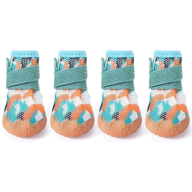 4GAB suņu apavi maziem suņiem Pretslīdes suņu zābaki ar regulējamu burvju uzlīmju siksnu, elpojošu, sieta mājdzīvnieku ķepu aizsargiem ārā