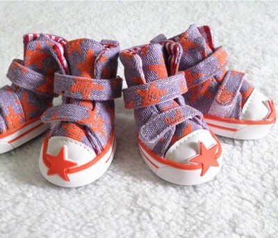 4 vnt. / rinkinys Naminių šunų batai Maži šunų šuniukų batai Žvaigždžių stiliaus madingi drobiniai batai naminiams gyvūnėliams S-XXL dydžio tiekimas naminiams gyvūnėliams