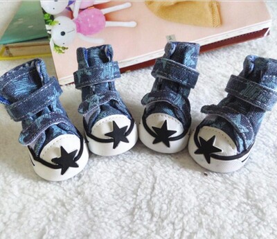 4 vnt. / rinkinys Naminių šunų batai Maži šunų šuniukų batai Žvaigždžių stiliaus madingi drobiniai batai naminiams gyvūnėliams S-XXL dydžio tiekimas naminiams gyvūnėliams