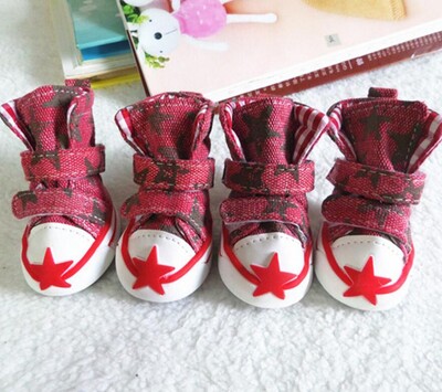 4 vnt. / rinkinys Naminių šunų batai Maži šunų šuniukų batai Žvaigždžių stiliaus madingi drobiniai batai naminiams gyvūnėliams S-XXL dydžio tiekimas naminiams gyvūnėliams
