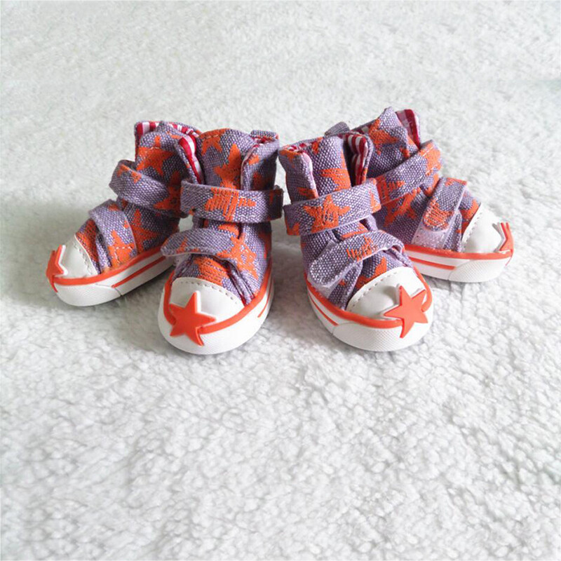 4 vnt. / rinkinys Naminių šunų batai Maži šunų šuniukų batai Žvaigždžių stiliaus madingi drobiniai batai naminiams gyvūnėliams S-XXL dydžio tiekimas naminiams gyvūnėliams