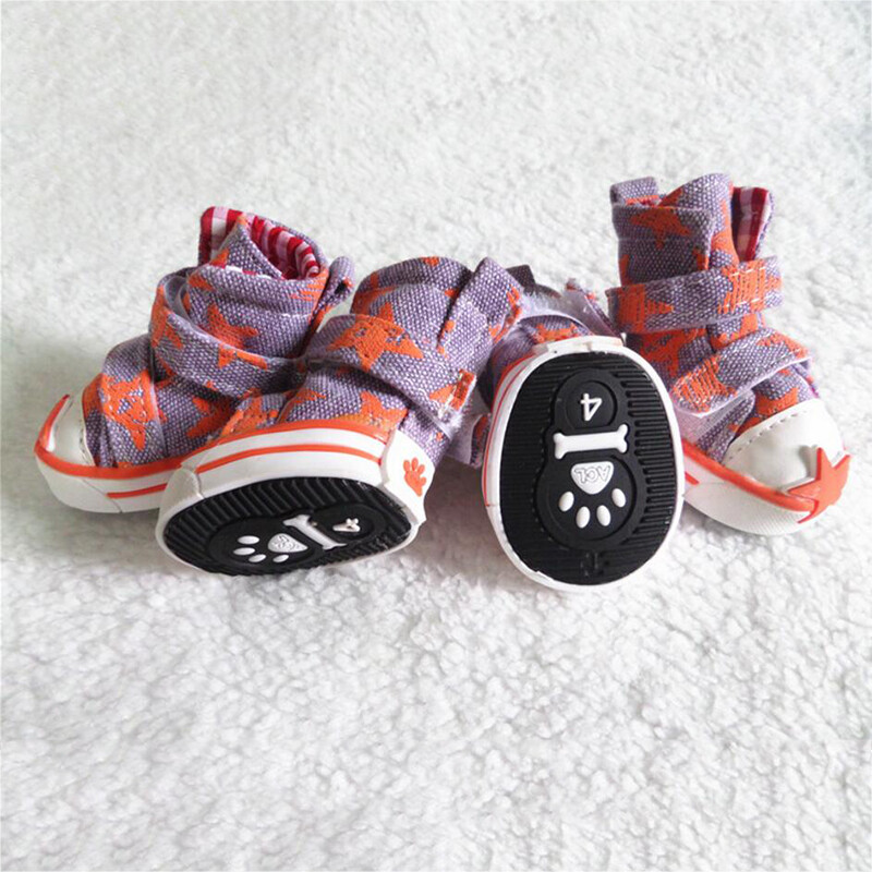 4 vnt. / rinkinys Naminių šunų batai Maži šunų šuniukų batai Žvaigždžių stiliaus madingi drobiniai batai naminiams gyvūnėliams S-XXL dydžio tiekimas naminiams gyvūnėliams