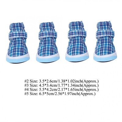 4 bucăți de culoare albastră pantofi sport pentru câini de companie pantofi anti-alunecare pentru câini pantofi din pânză moale, pantofi respirabili pentru cățeluș, toamnă iarnă
