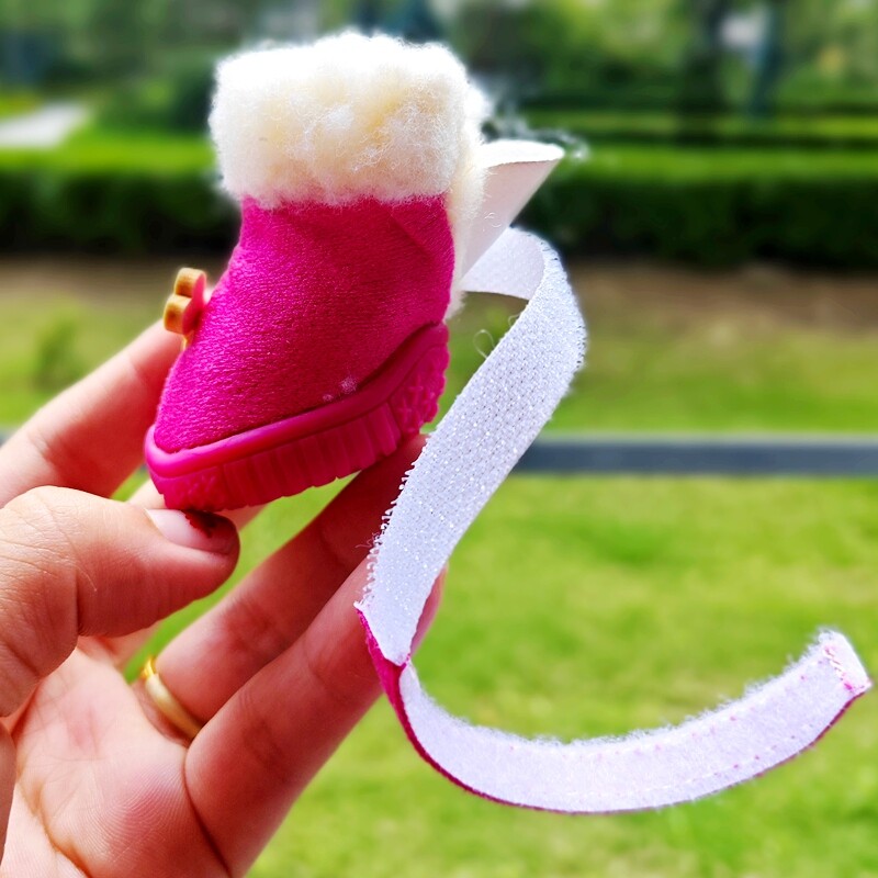 Cizme de câine drăguț cu os pentru câini de talie mică Chihuahua Cizme anti-alunecare Animale de companie Îngroșați fleece pantofi cald de iarnă pentru cățeluș Protector pentru labe de pisică