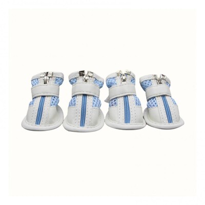 Pantofi cu fermoar din plasă de pluș, respirabil, cu închidere cu bandă magică, pantofi pentru câini